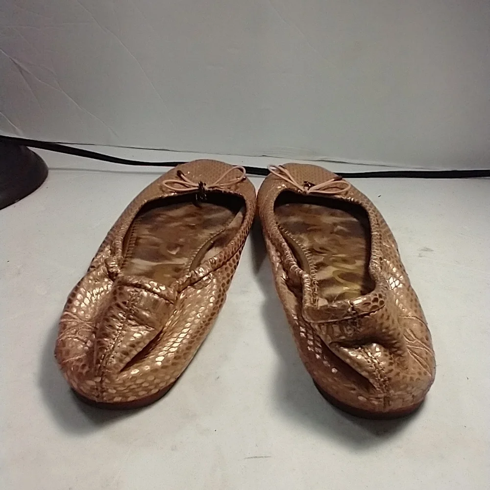 Sam Edelman Felicia Snake Print Rose Gold Ballet Flat Women's sz 6.5M.
